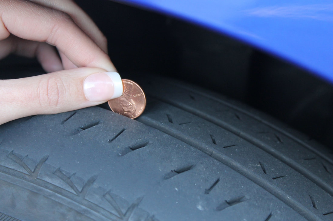 Using a Penny to check tire wear and tread depth
